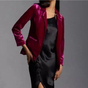 NWOT - Anthropologie Velvet Fuchsia Blazer - Size Medium